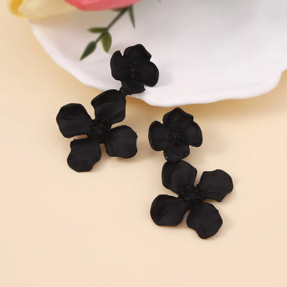 1 Pair Simple Style Classic Style Flower Patchwork Zinc Alloy Drop Earrings