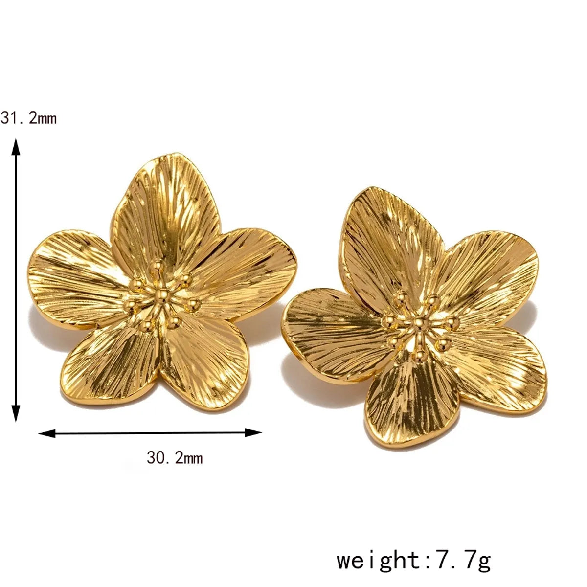 1 Pair Simple Style Classic Style Flower Petal 304 Stainless Steel 18K Gold Plated Ear Studs