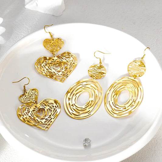 1 Pair Simple Style Classic Style Flower Plating 304 Stainless Steel 304 Stainless Steel 14K Gold Plated Drop Earrings