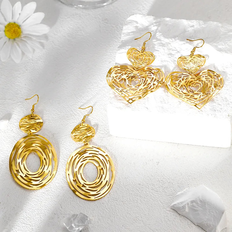 1 Pair Simple Style Classic Style Flower Plating 304 Stainless Steel 304 Stainless Steel 14K Gold Plated Drop Earrings