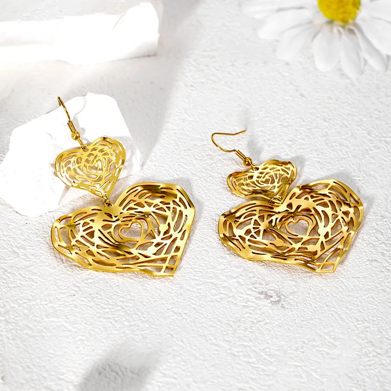 1 Pair Simple Style Classic Style Flower Plating 304 Stainless Steel 304 Stainless Steel 14K Gold Plated Drop Earrings