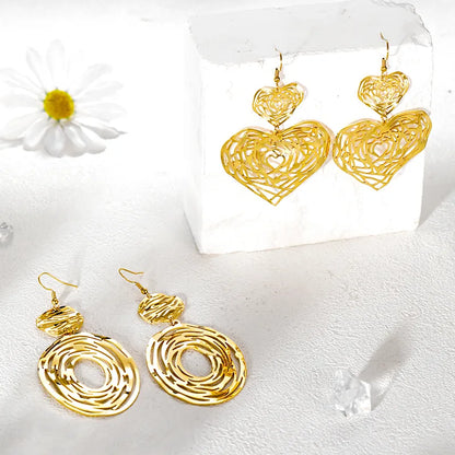 1 Pair Simple Style Classic Style Flower Plating 304 Stainless Steel 304 Stainless Steel 14K Gold Plated Drop Earrings