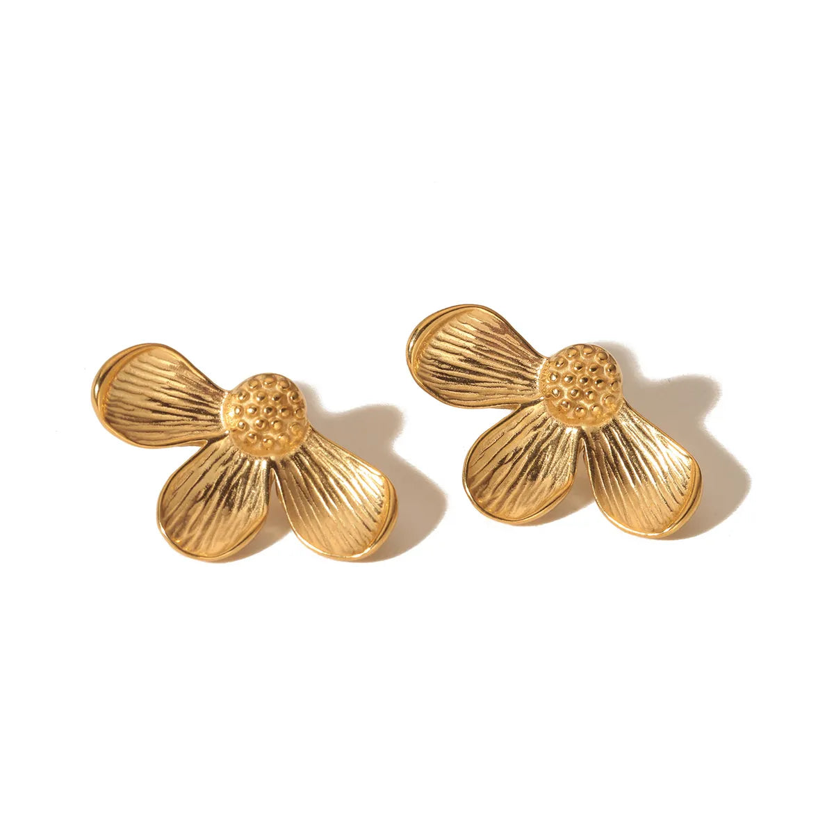 1 Pair Simple Style Classic Style Flower Plating 304 Stainless Steel 18K Gold Plated Ear Studs