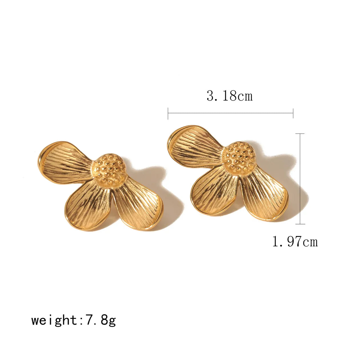 1 Pair Simple Style Classic Style Flower Plating 304 Stainless Steel 18K Gold Plated Ear Studs