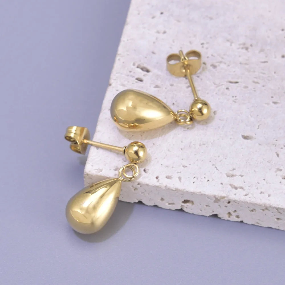 1 Pair Simple Style Classic Style Flower Plating 304 Stainless Steel Titanium Steel 18K Gold Plated Drop Earrings