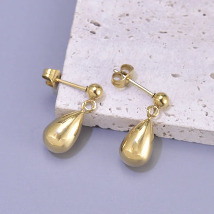 1 Pair Simple Style Classic Style Flower Plating 304 Stainless Steel Titanium Steel 18K Gold Plated Drop Earrings