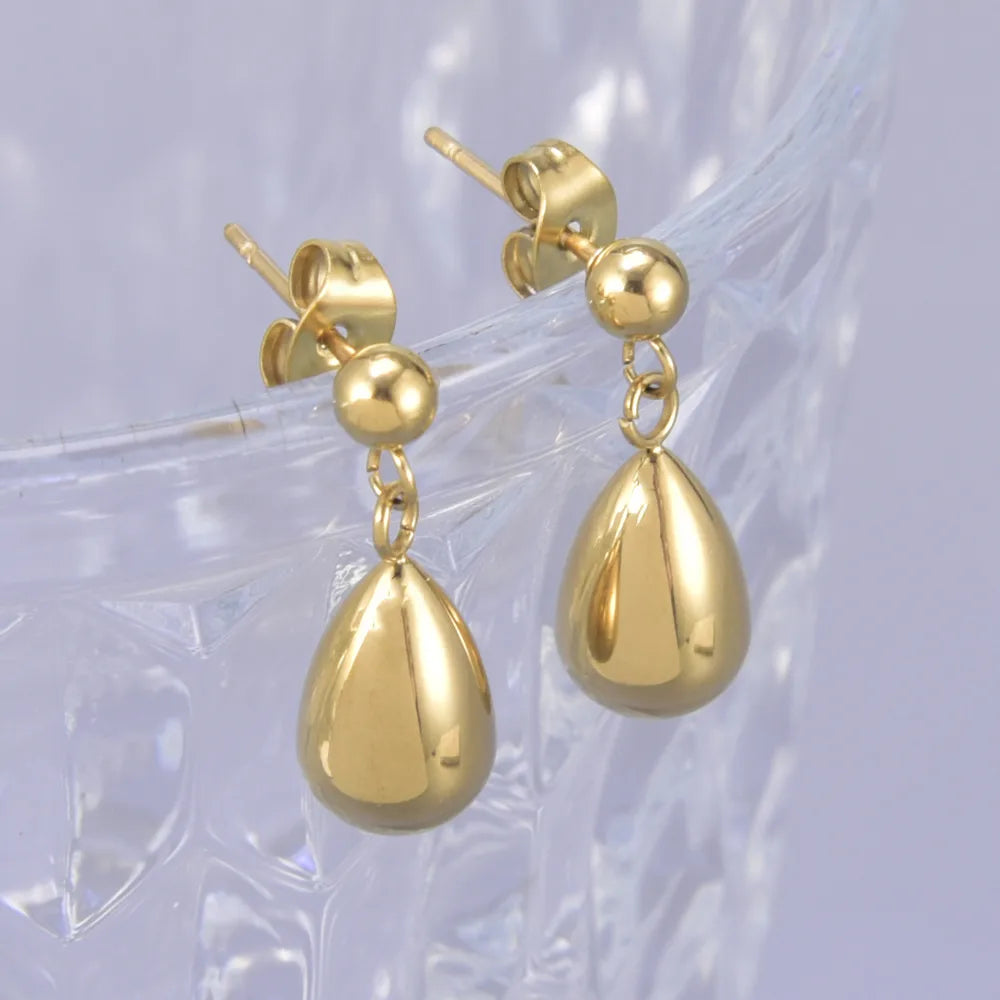 1 Pair Simple Style Classic Style Flower Plating 304 Stainless Steel Titanium Steel 18K Gold Plated Drop Earrings