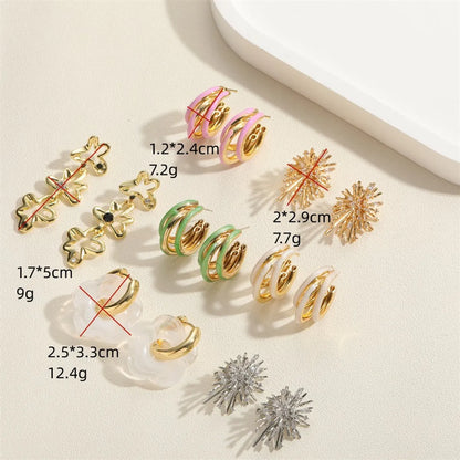 1 Pair Simple Style Classic Style Flower Plating Alloy Copper 14k Gold Plated Gold White K Ear Studs