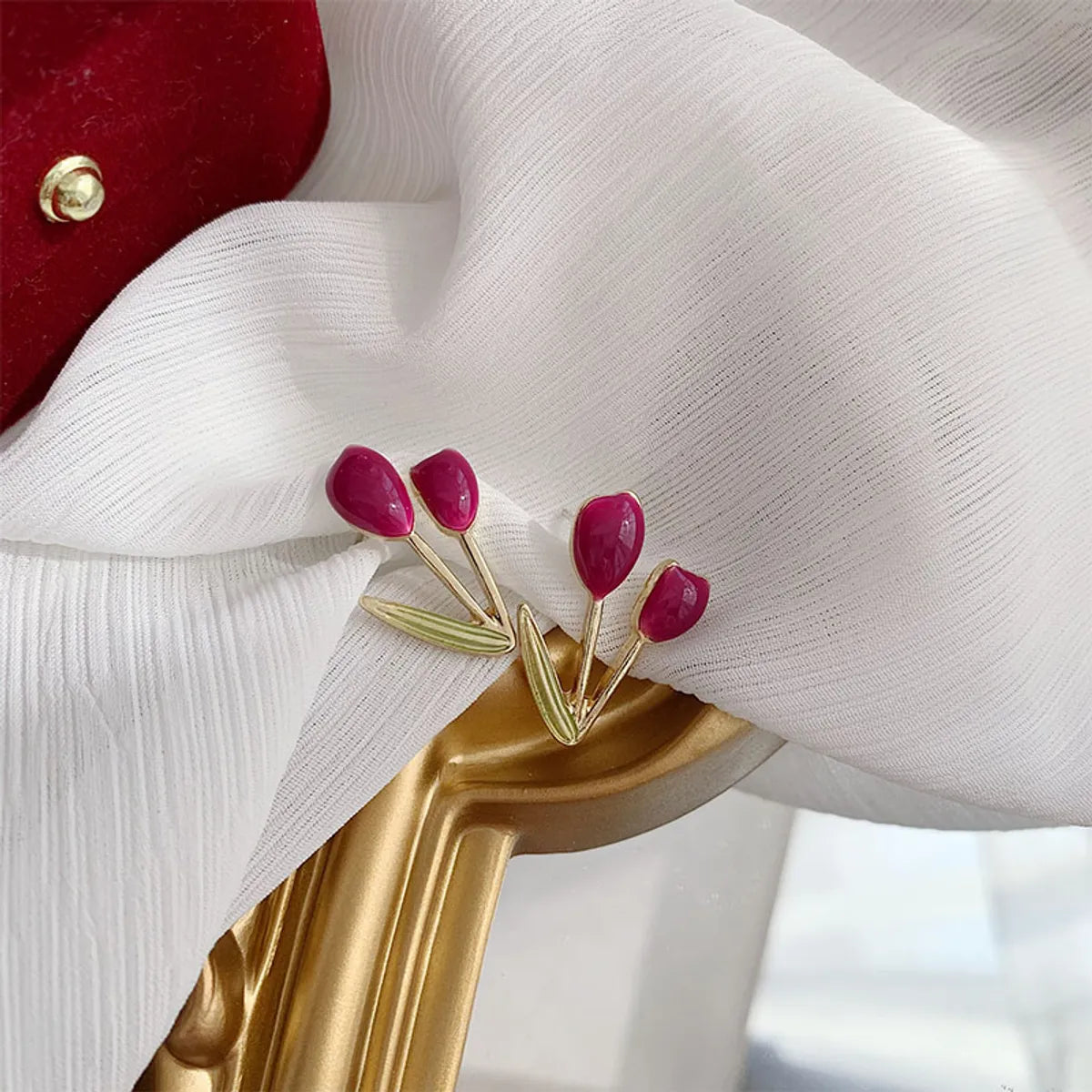 1 Pair Simple Style Classic Style Flower Plating Alloy Gold Plated Ear Studs