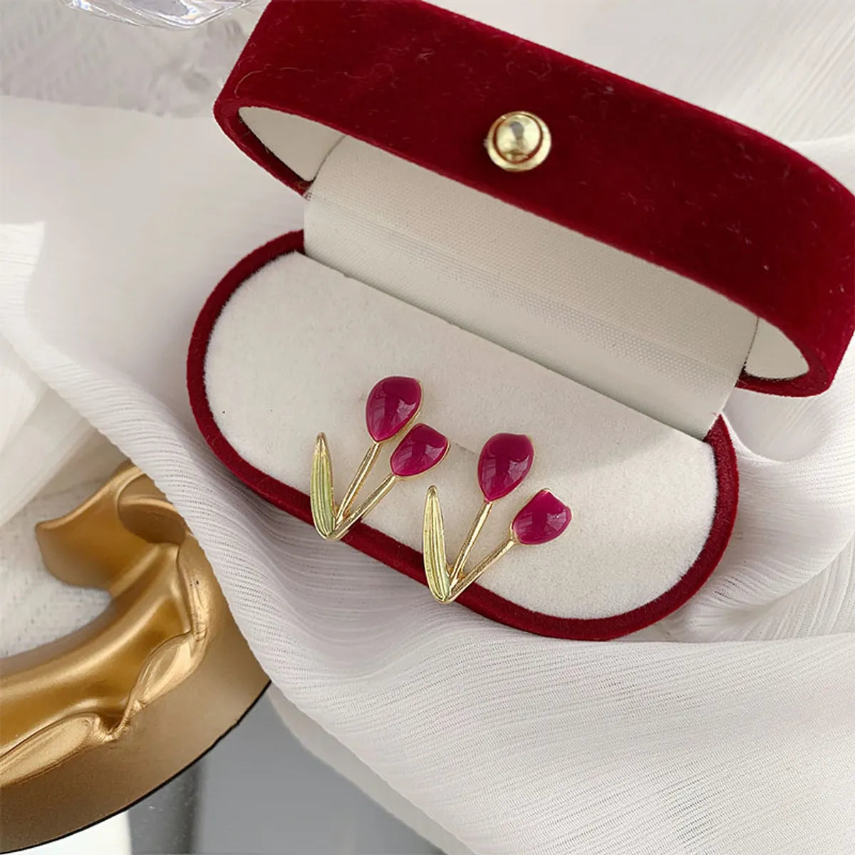 1 Pair Simple Style Classic Style Flower Plating Alloy Gold Plated Ear Studs