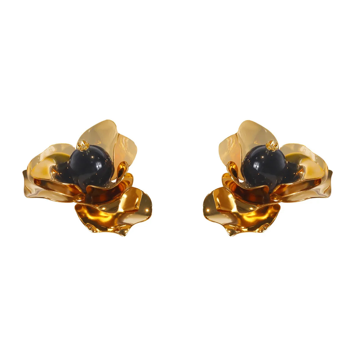 1 Pair Simple Style Classic Style Flower Plating Copper 18K Gold Plated Ear Studs