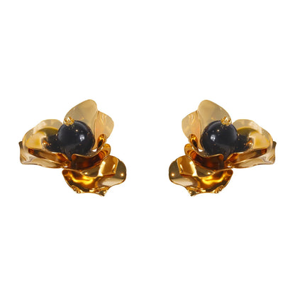 1 Pair Simple Style Classic Style Flower Plating Copper 18K Gold Plated Ear Studs