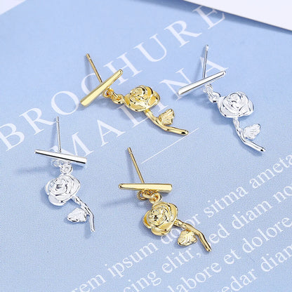 1 Pair Simple Style Classic Style Flower Plating Copper Gold Plated Earrings