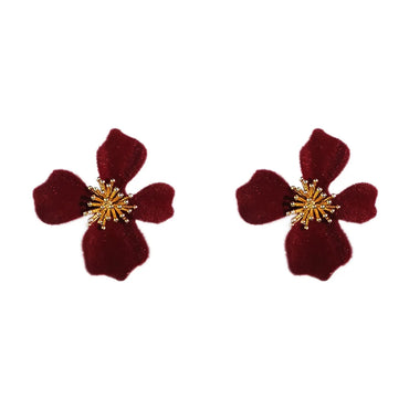 1 Pair Simple Style Classic Style Flower Plating Flocking Gold Plated Ear Studs