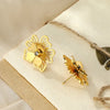 1 Pair Simple Style Classic Style Flower Plating Inlay 304 Stainless Steel Zircon 18K Gold Plated Ear Studs