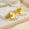 1 Pair Simple Style Classic Style Flower Plating Inlay 304 Stainless Steel Zircon 18K Gold Plated Ear Studs