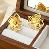 1 Pair Simple Style Classic Style Flower Plating Inlay 304 Stainless Steel Zircon 18K Gold Plated Ear Studs