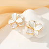 1 Pair Simple Style Classic Style Flower Plating Inlay Brass Zircon 14k Gold Plated 18k Gold Plated Drop Earrings