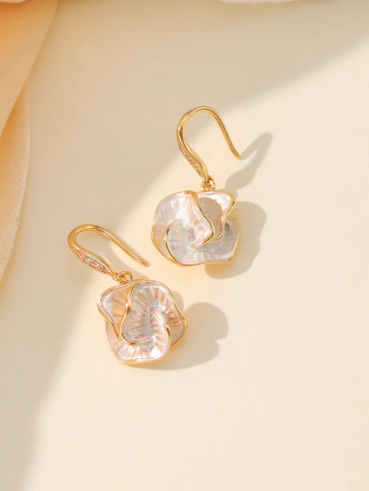 1 Pair Simple Style Classic Style Flower Plating Inlay Brass Zircon 14k Gold Plated 18k Gold Plated Drop Earrings