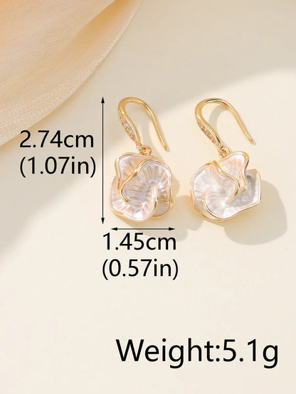 1 Pair Simple Style Classic Style Flower Plating Inlay Brass Zircon 14k Gold Plated 18k Gold Plated Drop Earrings