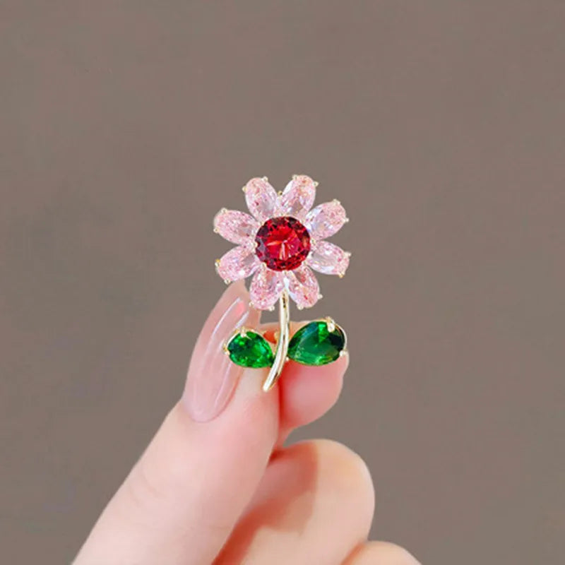 1 Pair Simple Style Classic Style Flower Plating Inlay Copper Zircon 18k Gold Plated Ear Studs