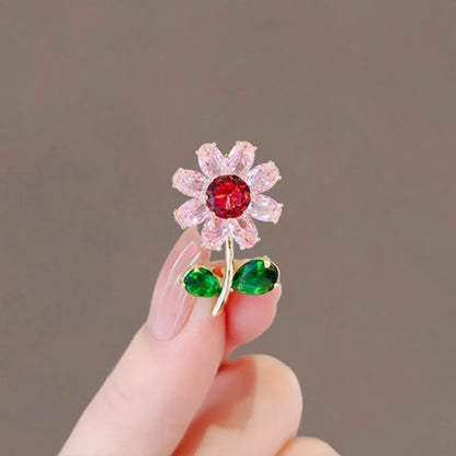 1 Pair Simple Style Classic Style Flower Plating Inlay Copper Zircon 18k Gold Plated Ear Studs