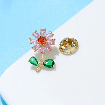 1 Pair Simple Style Classic Style Flower Plating Inlay Copper Zircon 18k Gold Plated Ear Studs