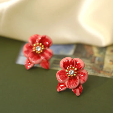 1 Pair Simple Style Classic Style Flower Plating Inlay Copper Zircon 18K Gold Plated Ear Studs