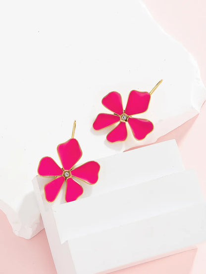 1 Pair Simple Style Classic Style Flower Plating Inlay Stainless Steel Zircon 18k Gold Plated Ear Studs