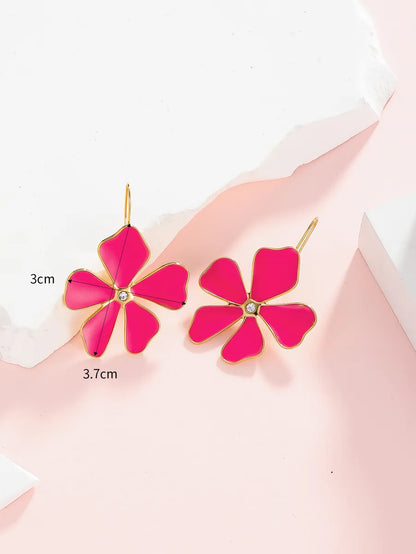 1 Pair Simple Style Classic Style Flower Plating Inlay Stainless Steel Zircon 18k Gold Plated Ear Studs