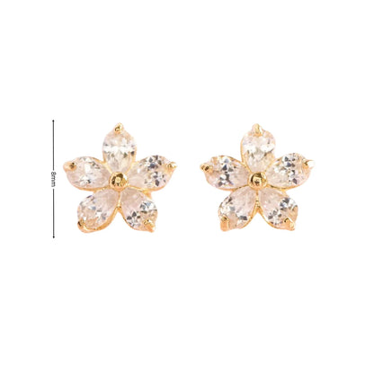 1 Pair Simple Style Classic Style Flower Plating Inlay Sterling Silver Zircon 18K Gold Plated Ear Studs