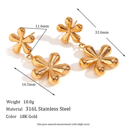 1 Pair Simple Style Classic Style Flower Plating Stainless Steel 18k Gold Plated Ear Studs