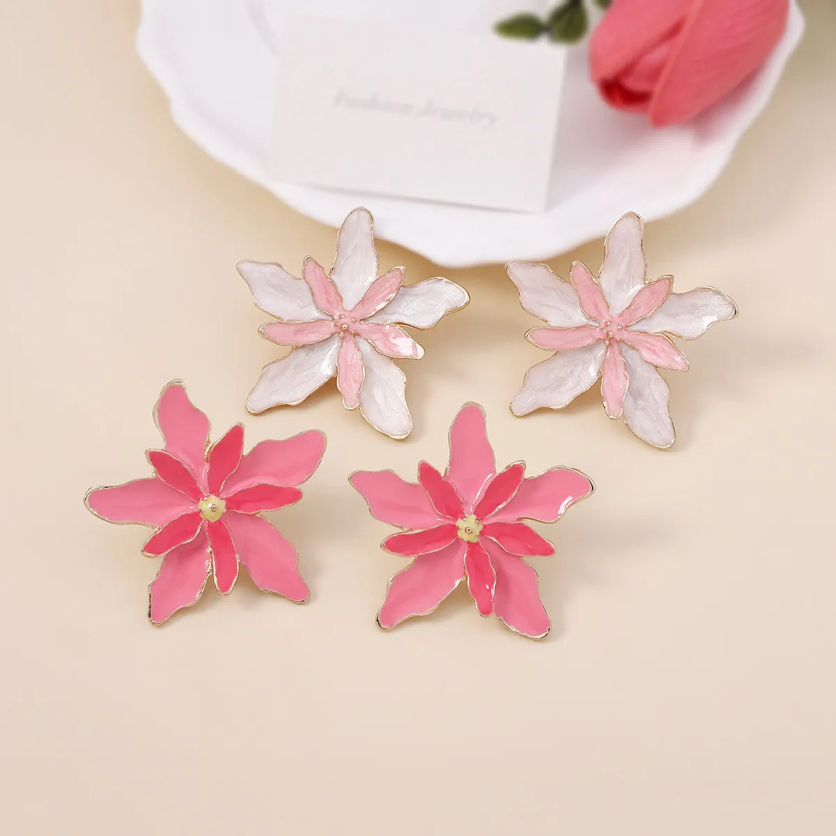 1 Pair Simple Style Classic Style Flower Plating Zinc Alloy Gold Plated Ear Studs