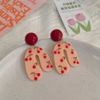 1 Pair Simple Style Classic Style Flower Printing Arylic Drop Earrings