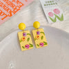 1 Pair Simple Style Classic Style Flower Printing Arylic Drop Earrings