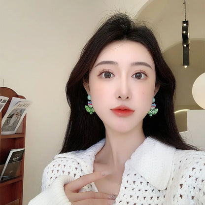 1 Pair Simple Style Classic Style Flower Printing Resin Drop Earrings