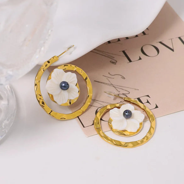 1 Pair Simple Style Classic Style Flower 304 Stainless Steel Gold Plated Earrings