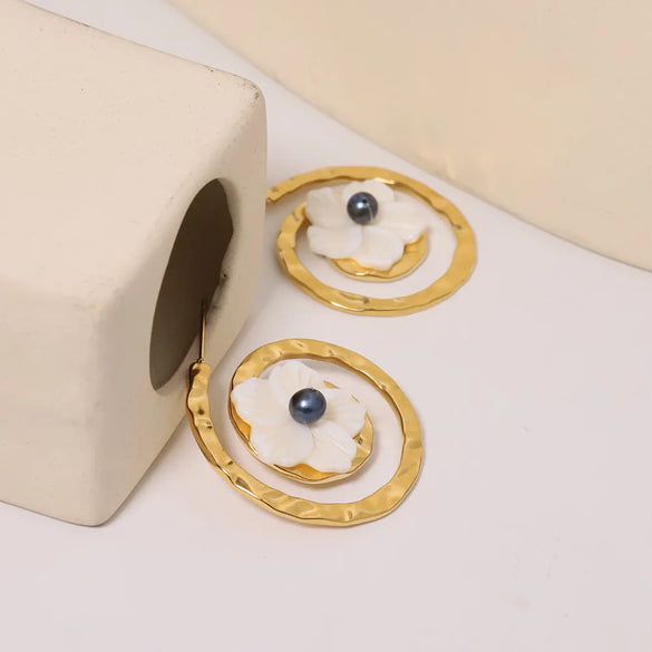 1 Pair Simple Style Classic Style Flower 304 Stainless Steel Gold Plated Earrings