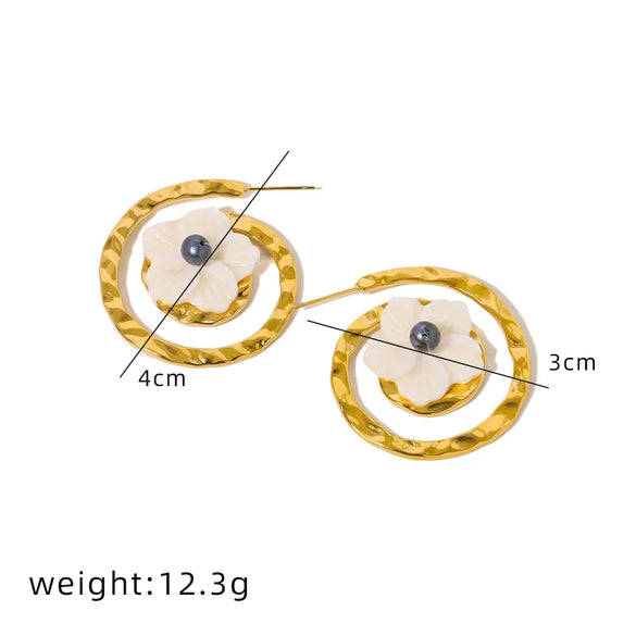 1 Pair Simple Style Classic Style Flower 304 Stainless Steel Gold Plated Earrings