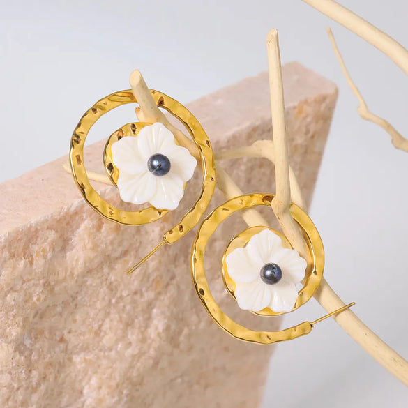 1 Pair Simple Style Classic Style Flower 304 Stainless Steel Gold Plated Earrings