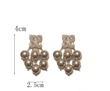 1 Pair Simple Style Classic Style Fruit Plating Inlay Artificial Pearl Mixed Materials Brass Zircon 14K Gold Plated Drop Earrings