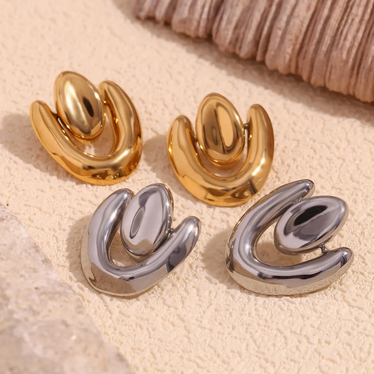 1 Pair Simple Style Classic Style Geometric 304 Stainless Steel 18K Gold Plated Ear Studs