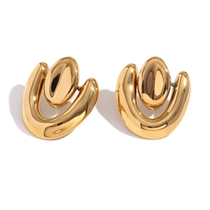 1 Pair Simple Style Classic Style Geometric 304 Stainless Steel 18K Gold Plated Ear Studs