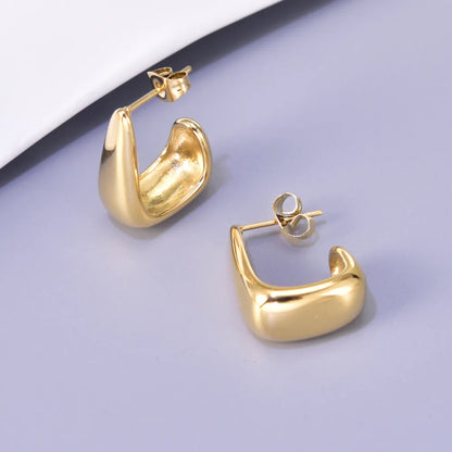 1 Pair Simple Style Classic Style Geometric 304 Stainless Steel Titanium Steel 18K Gold Plated Ear Studs