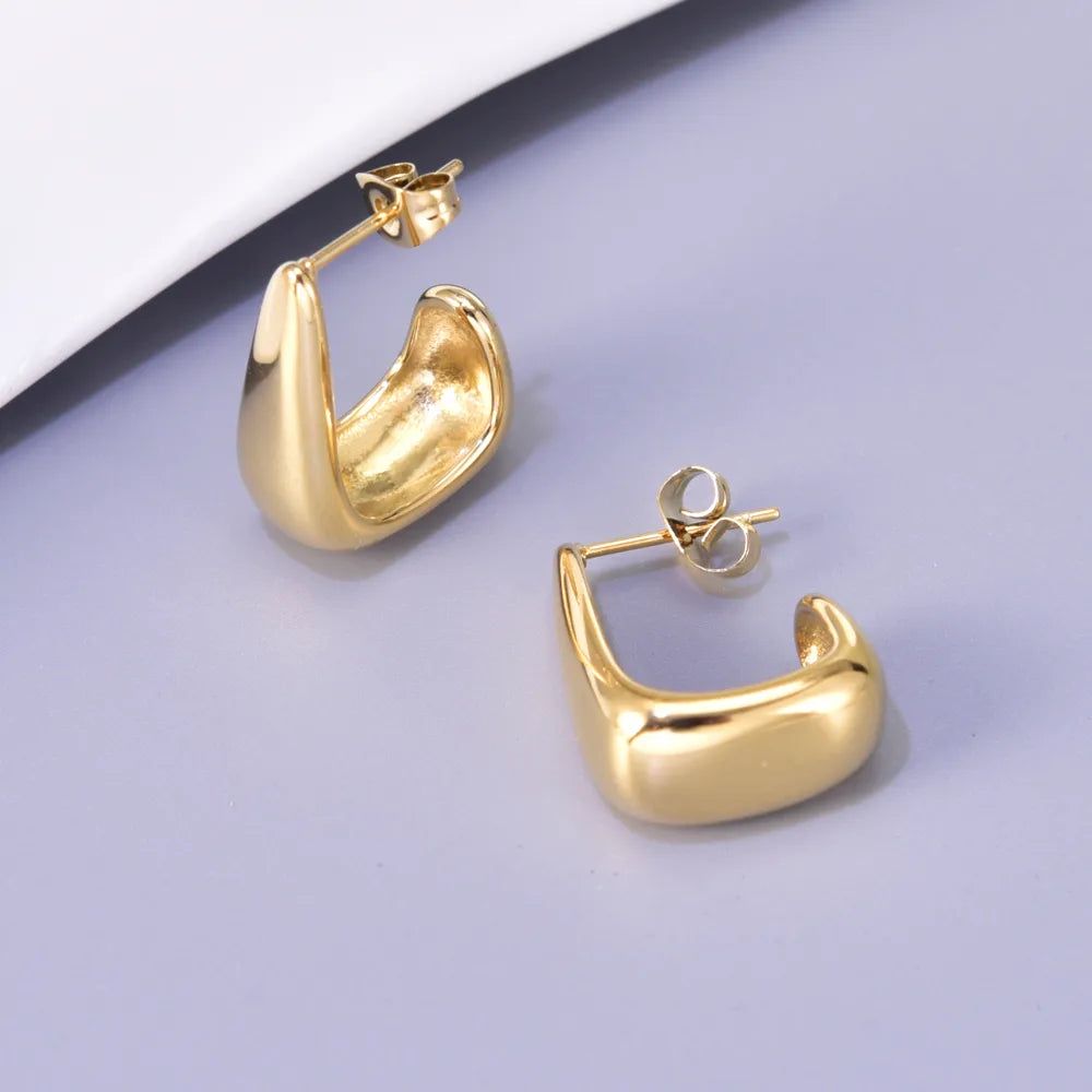 1 Pair Simple Style Classic Style Geometric 304 Stainless Steel Titanium Steel 18K Gold Plated Ear Studs