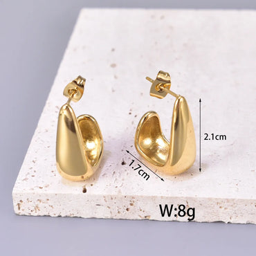 1 Pair Simple Style Classic Style Geometric 304 Stainless Steel Titanium Steel 18K Gold Plated Ear Studs