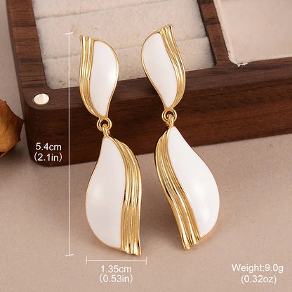 1 Pair Simple Style Classic Style Geometric Enamel Plating Alloy Copper 18K Gold Plated Drop Earrings