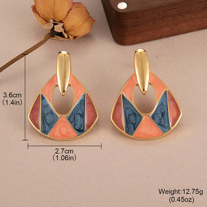 1 Pair Simple Style Classic Style Geometric Enamel Plating Alloy Copper 18K Gold Plated Drop Earrings