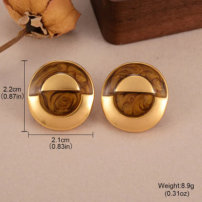 1 Pair Simple Style Classic Style Geometric Enamel Plating Alloy Copper 18K Gold Plated Drop Earrings