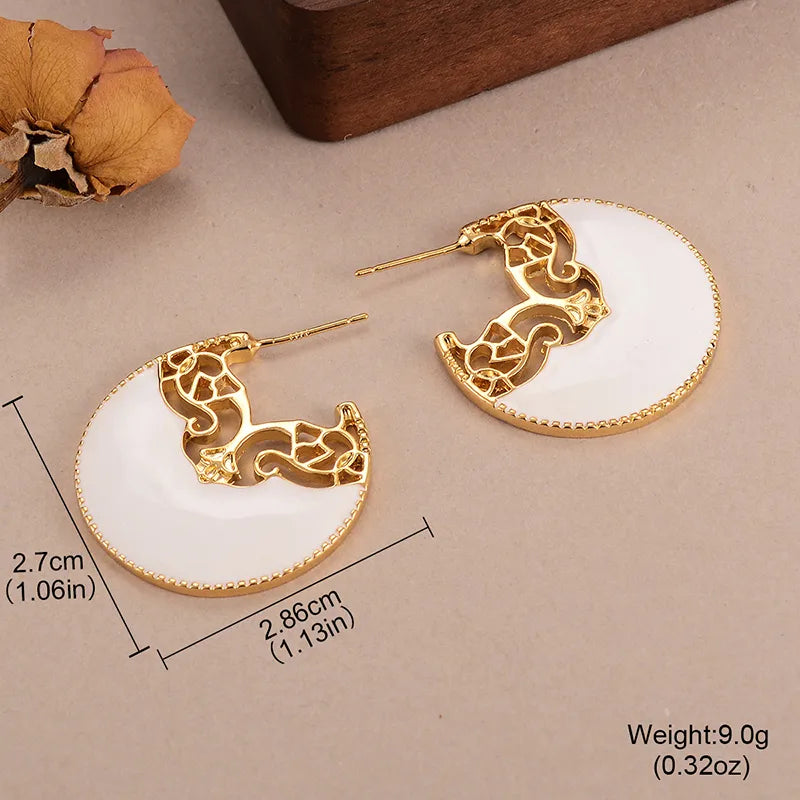 1 Pair Simple Style Classic Style Geometric Enamel Plating Alloy Copper 18K Gold Plated Drop Earrings